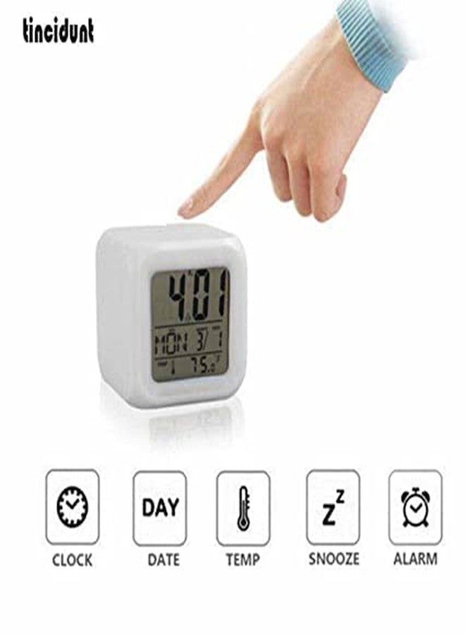 LAVI Multicolour Changing Digital LED Alarm Clock for Table Home Décor Desk Night Table Watch Temperature/Day/Month/Date/Time/Alarm - Image 3